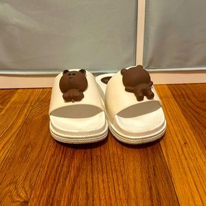 Bear Slippers | White and Brown | Used
